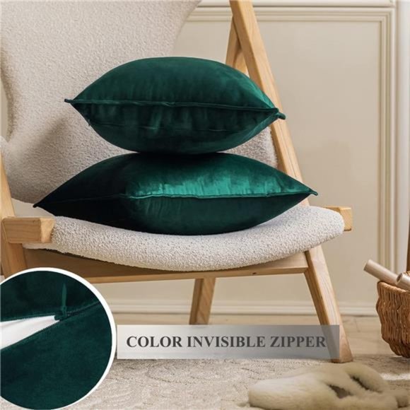Emerald Green | Throw Pillow Covers | 18x18 Inch | Pack of 2 Soft Decorative - Picture 6 of 6